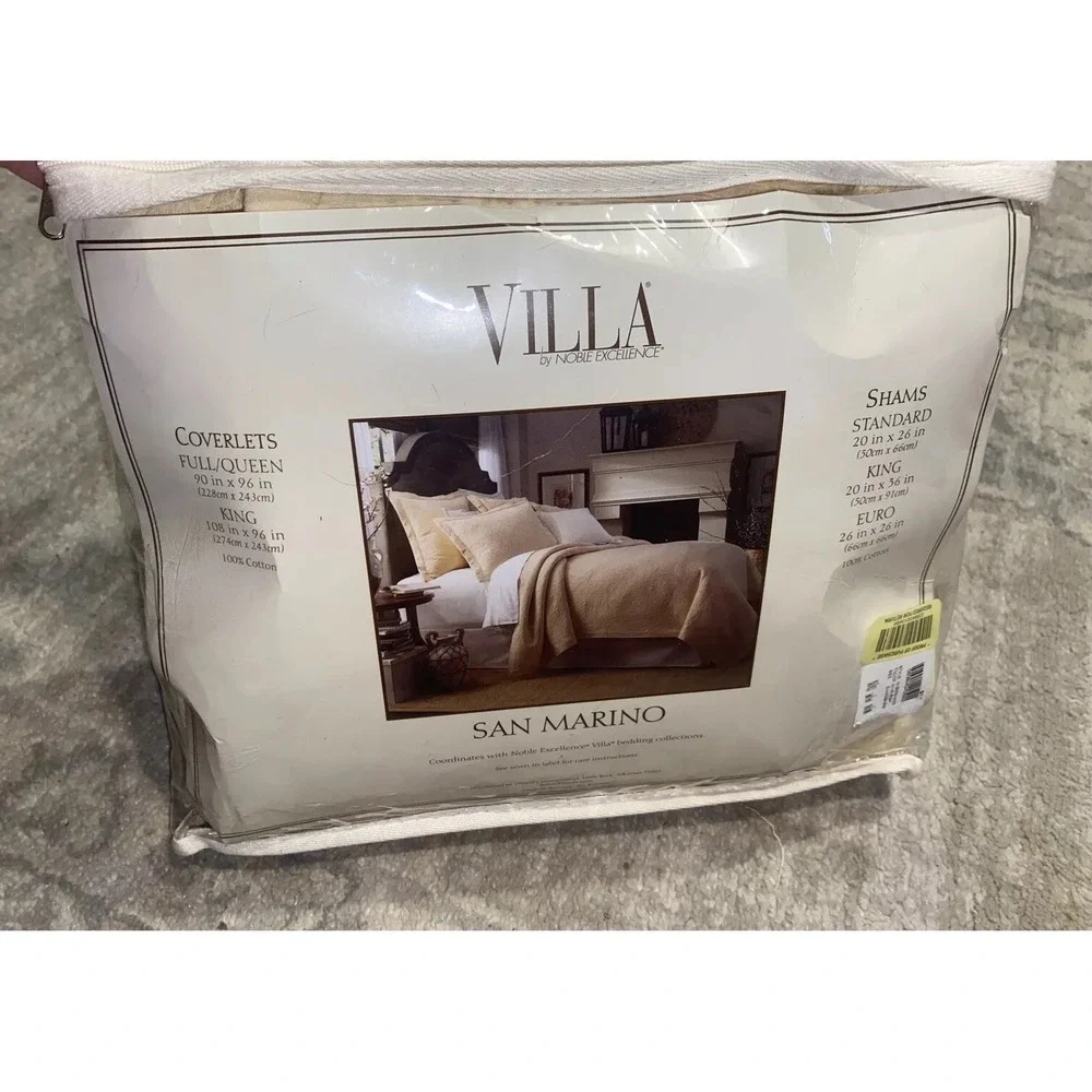 Villa by Noble Excellence San Marino light Beige Euro Pillow Sham NEW‎